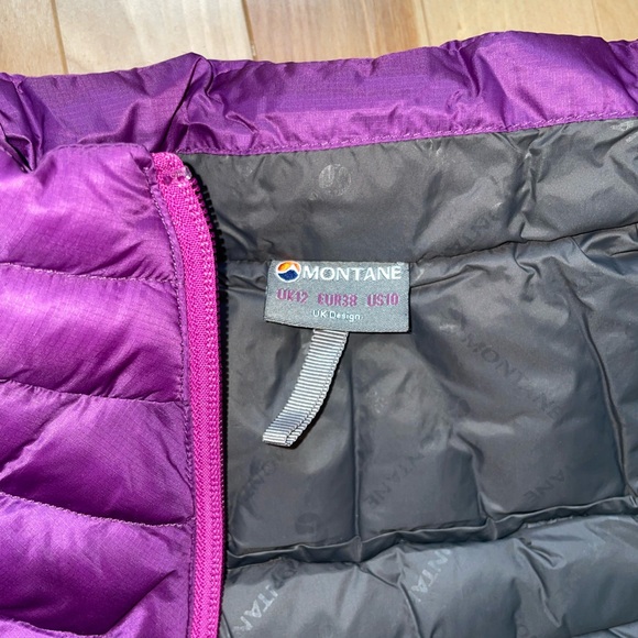 Women’s US10 Montane down fill vest in cheerful purple colour - Picture 5 of 6